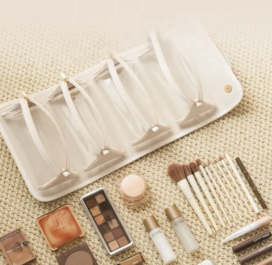 Foldbar smart makeup taske plads til mange produkter og pensler