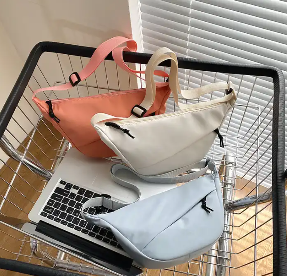 Sling taske, nylon curved bag, lille skuldertaske i forskellige farver
