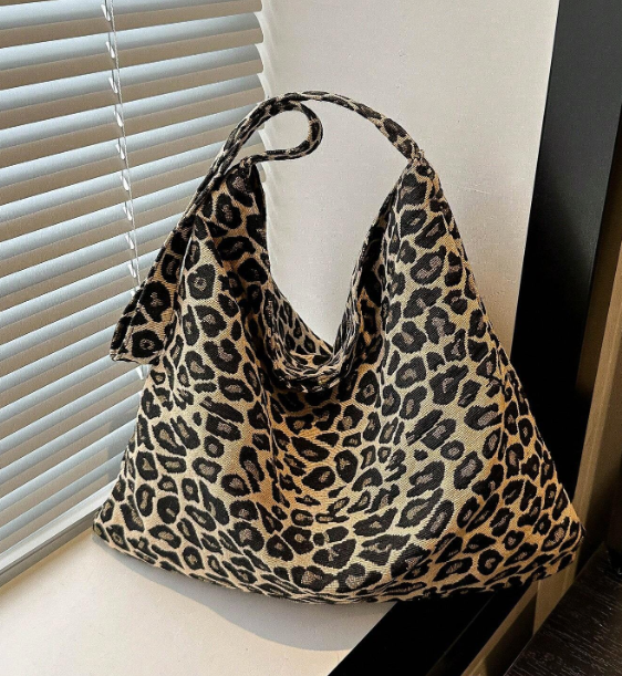 Leopardmønstret Shopper Taske i Stof