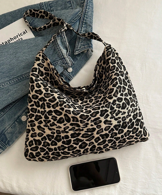 Leopardmønstret Shopper Taske i Stof