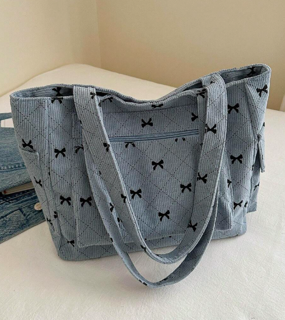 Tote Bag med Sløjfe-Mønster - Fås i 4 Farver