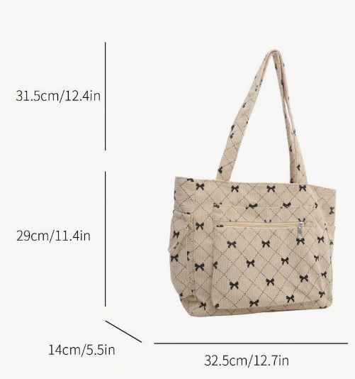Tote Bag med Sløjfe-Mønster - Fås i 4 Farver