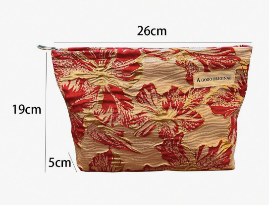 Elegant Blomsterbroderet Makeup-Taske - A Gogo Original, Fås i 4 Farver