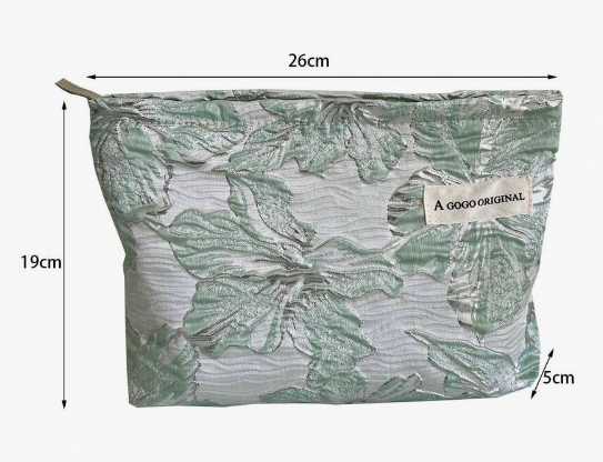 Elegant Blomsterbroderet Makeup-Taske - A Gogo Original, Fås i 4 Farver