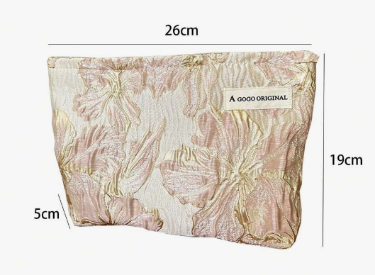Elegant Blomsterbroderet Makeup-Taske - A Gogo Original, Fås i 4 Farver