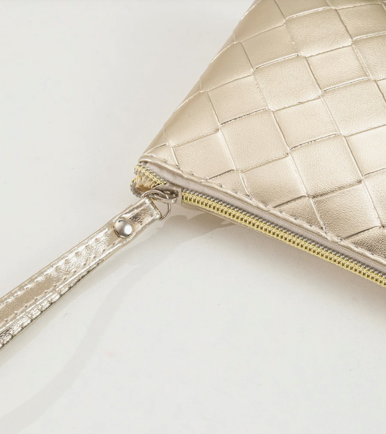 Elegant Guld Makeup-Taske med Flettet Design