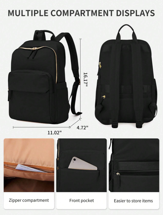 Minimalistisk Rygsæk med Laptop Rum - Sort/Brun