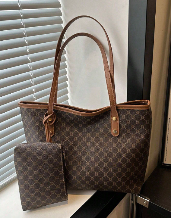 Mønstret Shopper Taske med Matchende Pung