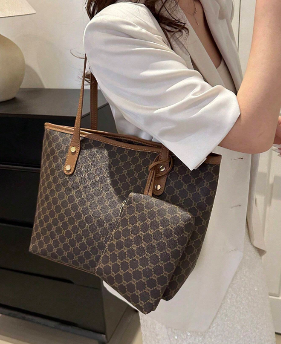 Mønstret Shopper Taske med Matchende Pung