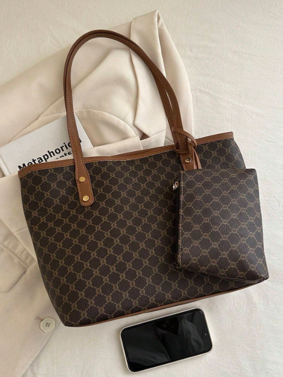Mønstret Shopper Taske med Matchende Pung