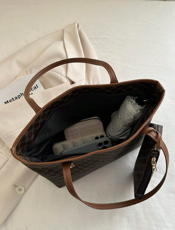 Mønstret Shopper Taske med Matchende Pung