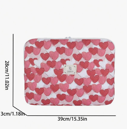 Laptop Sleeve - Blød og Polstret med Hjertemotiv
