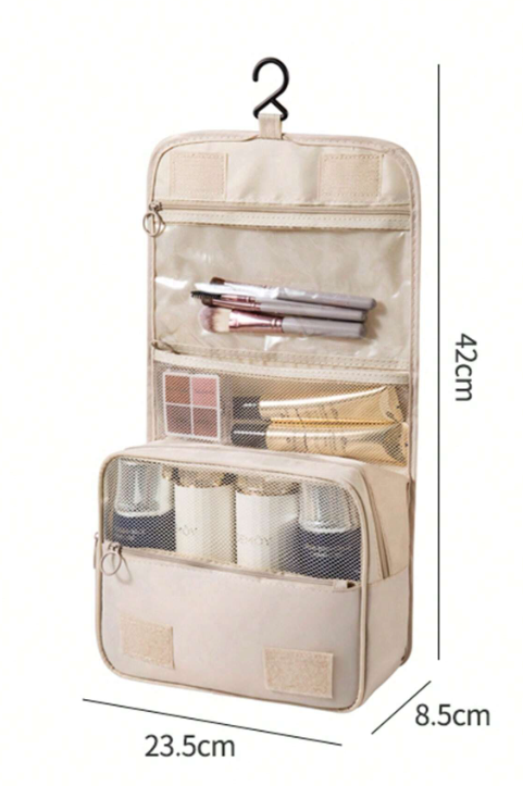 Rejsevenlig Toilettaske med Flere Rum – Beige